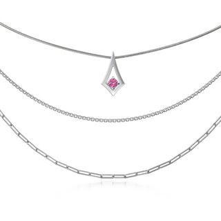 BKK Star Pendant -  Pink Sapphire - Chain set - Sterling Silver