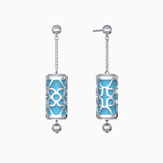 Lotus Silk Earrings - Turquoise Blue