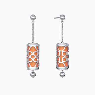 Lotus Silk Earrings - Sunset Orange