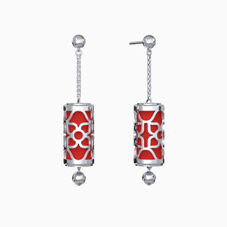 Lotus Silk Earrings - Firecracker Red