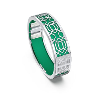 Peranakan Grace Bangle - Python Green - Sterling Silver