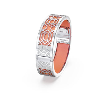 Peranakan Grace Bangle - Crossandra Orange - Sterling Silver