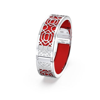 Peranakan Grace Bangle - Firecracker Red - Sterling Silver