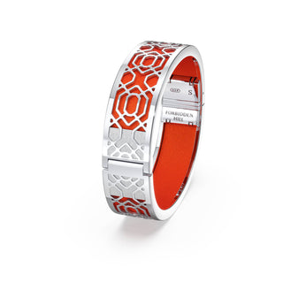 Peranakan Grace Bangle - Lava Orange - Sterling Silver