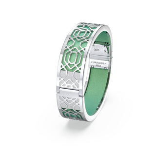 Peranakan Grace Bangle - Palm Tree Green - Sterling Silver