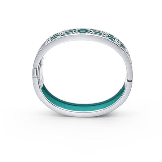 Peranakan Grace Bangle - Shophouse Teal - Sterling Silver