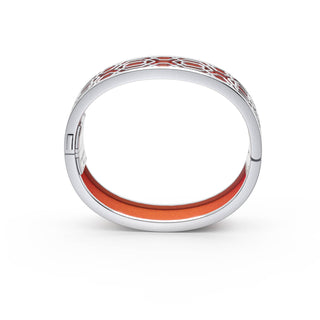 Peranakan Grace Bangle - Sunset Orange - Sterling Silver