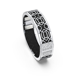 Peranakan Grace Bangle - Obsidian Black - Sterling Silver