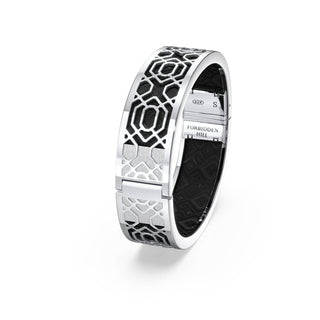 Peranakan Grace Bangle - Obsidian Black - Sterling Silver