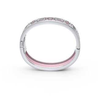 Peranakan Grace Bangle - Rose Syrup Pink - Sterling Silver