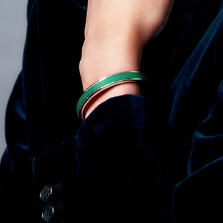 Edge Bangle - Python Green - Sterling Silver